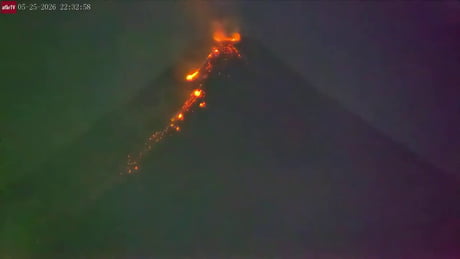 A livestream of a volcano in the Philippines captured a meteor crashing to Earth today.