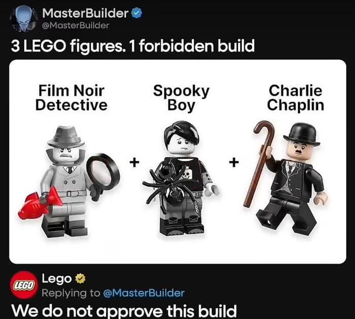 Let's see... Chaplin's head, spooky boy's hair, and... oh.... oh!