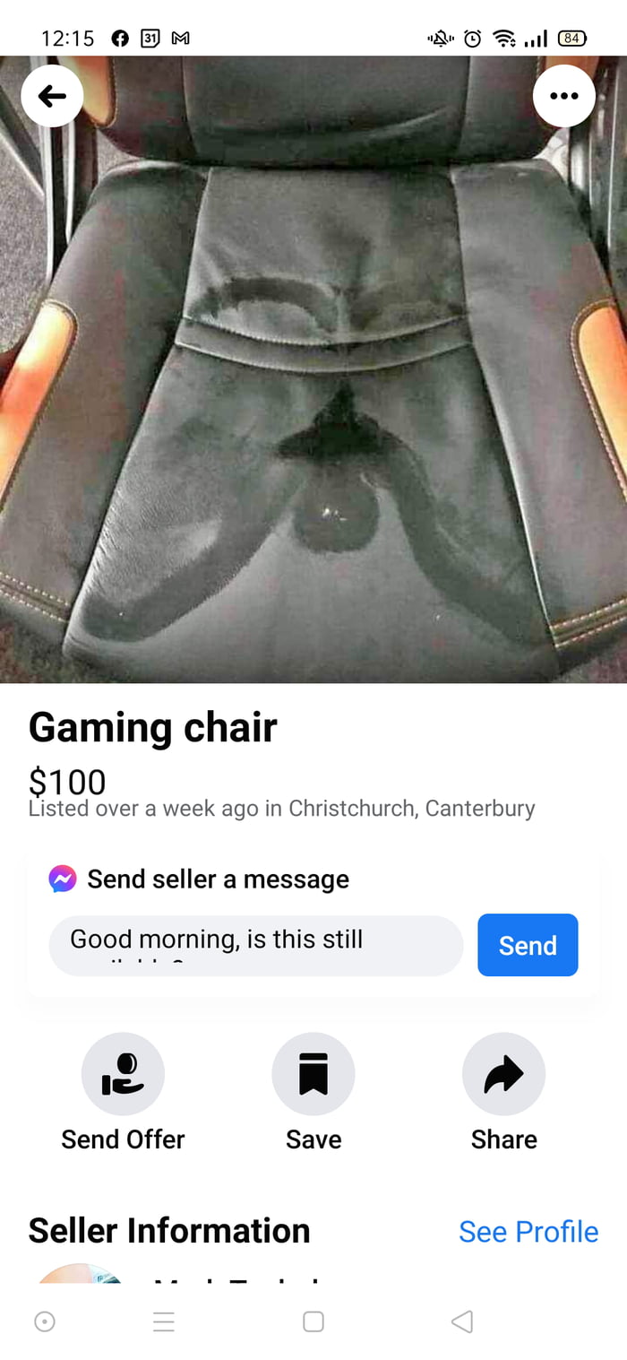 Sweat marked gaming chair for sale with butt and sack outline 9GAG