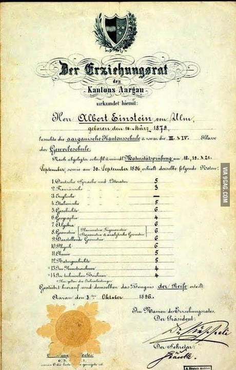 Albert Einstein S High School Diploma 9gag