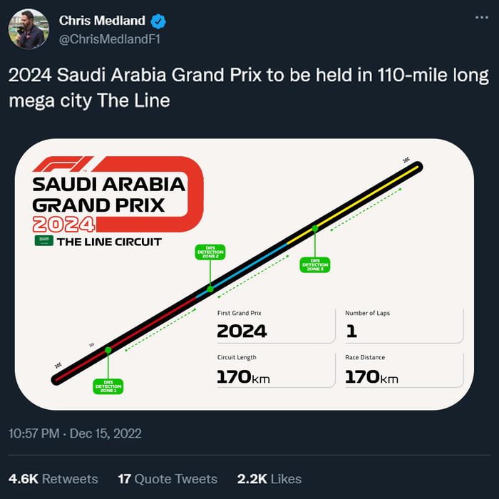 2024 Saudi Arabia Grand Prix to the held in 110mile long mega city The