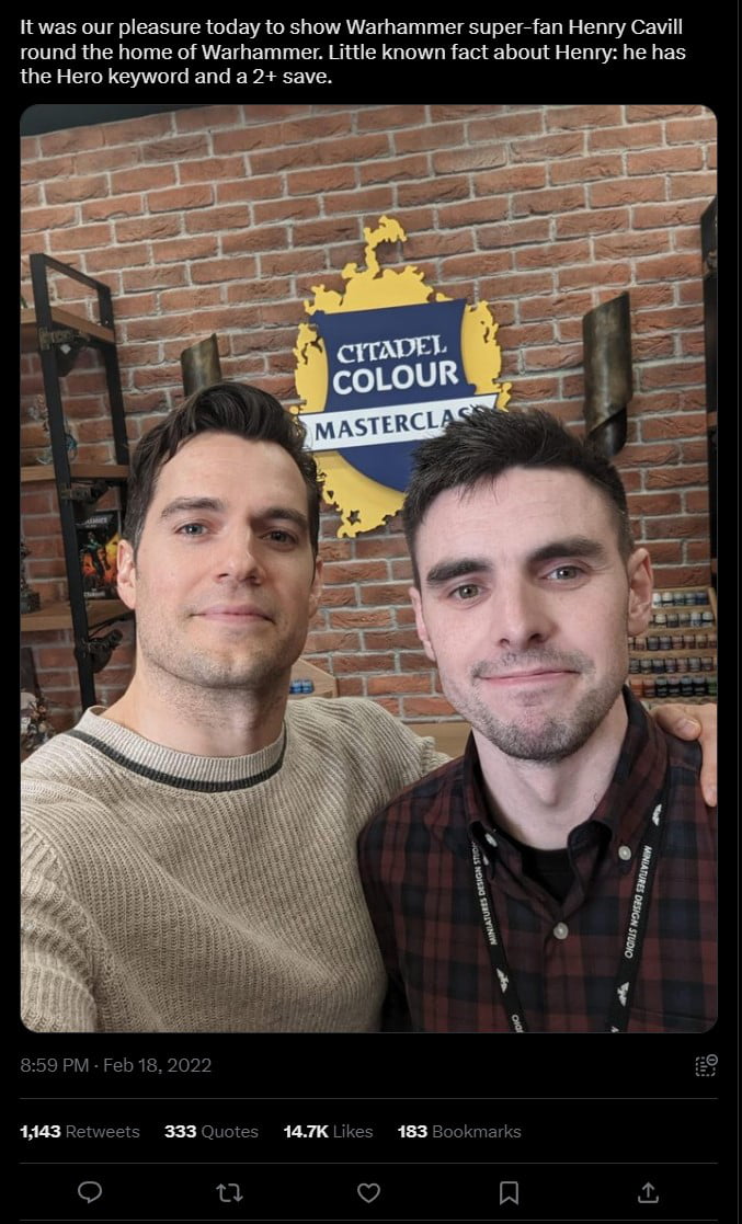 Henry Cavill visits Warhammer HQ - 9GAG