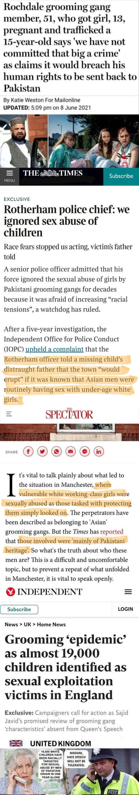 Footballers in the UK kneel every week for BLM, but when over 19.000  underage white girls in Britain are sexually abused and sex trafficked they  - and society - casually look away.