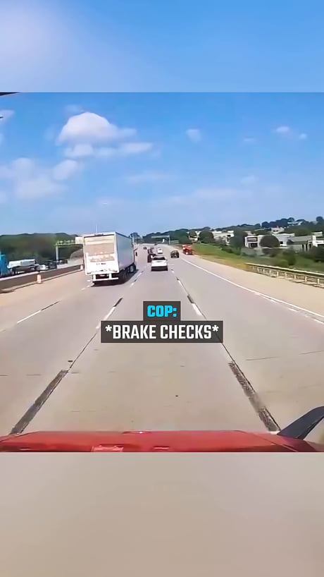 Cop break checks semi