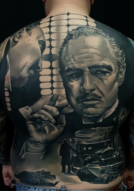 Tattoo tagged with: film and book, the godfather, marlon brando, fictional  character, stomach, big, contemporary, character, facebook, twitter, pop  art, andrew little andy marsh, portrait, vito corleone | inked-app.com