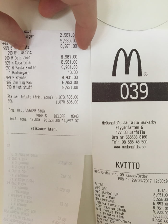 Someone wanted to see a massive McDonald's receipt 9GAG