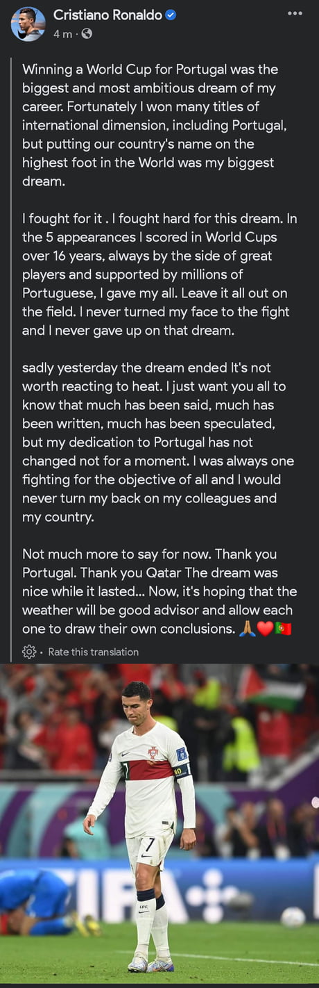 Cristiano Ronaldo on Facebook following World Cup exit - 9GAG