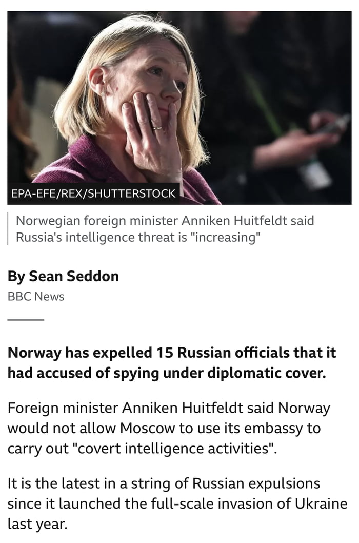 Norway Expels 15 Russian Diplomats Accused Of Spying - 9GAG