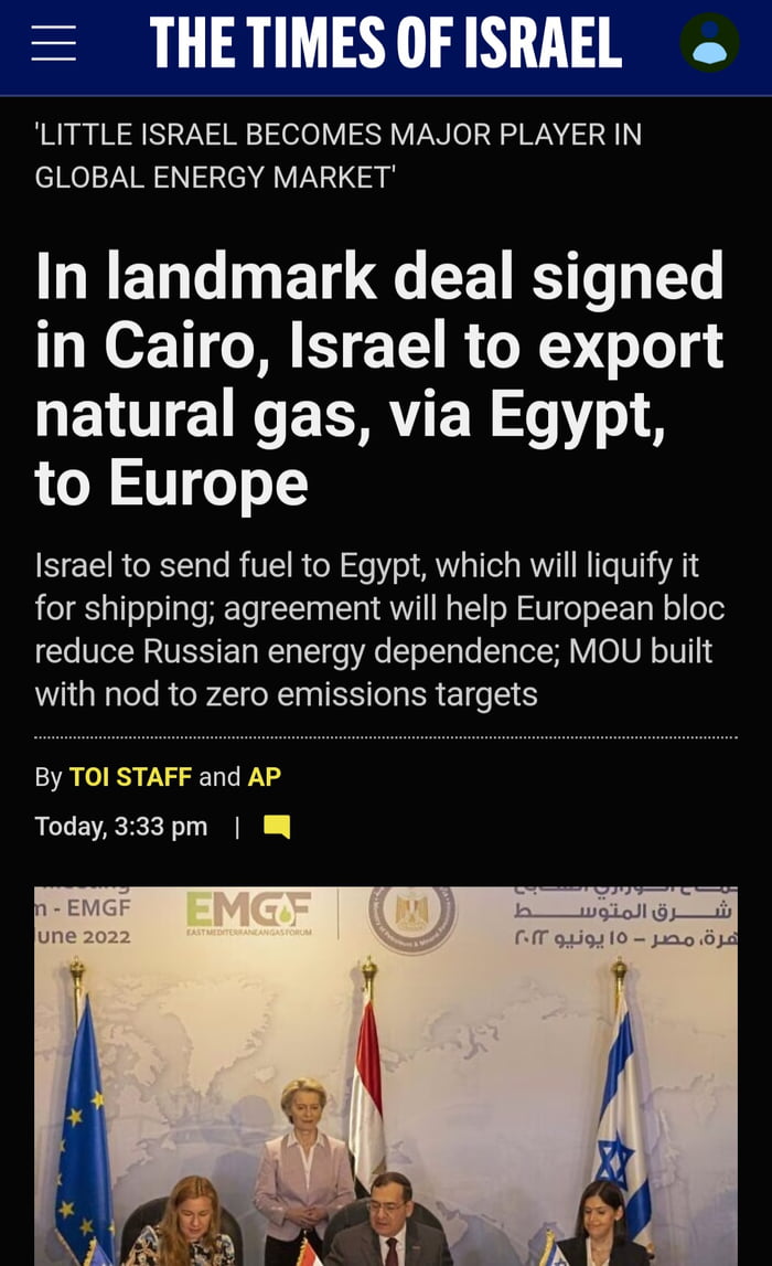 Israel & Egypt to supply gas to Europe amid Russian gas cuts 9GAG
