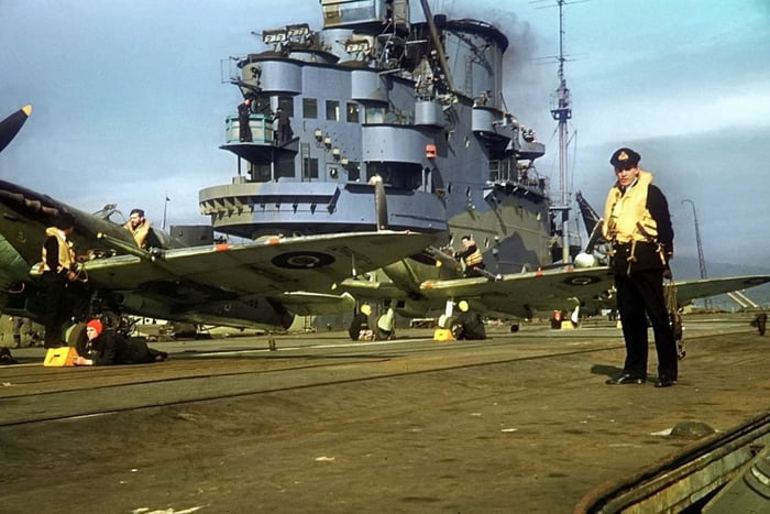 Supermarine Seafires Of 880 Squadron Aboard HMS Indomitable, Circa 1942 ...