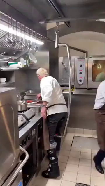 Chef's got a mobile seat, cooking in style
