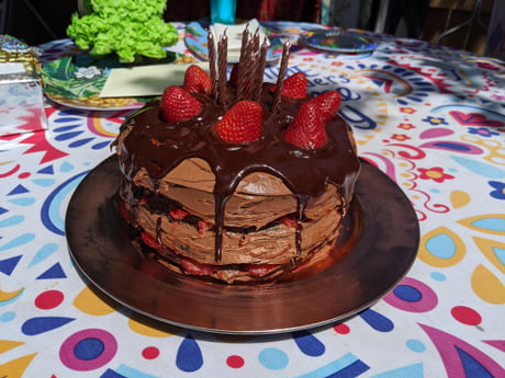 Mom S 63rd Birthday Chocolate Strawberry Cake 9gag