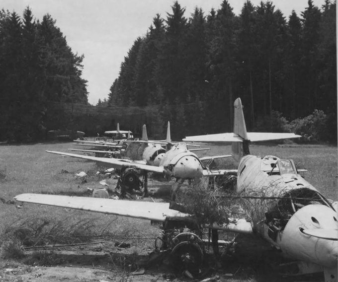 An abandoned Me 262 production line in the forest near Obertraubling ...