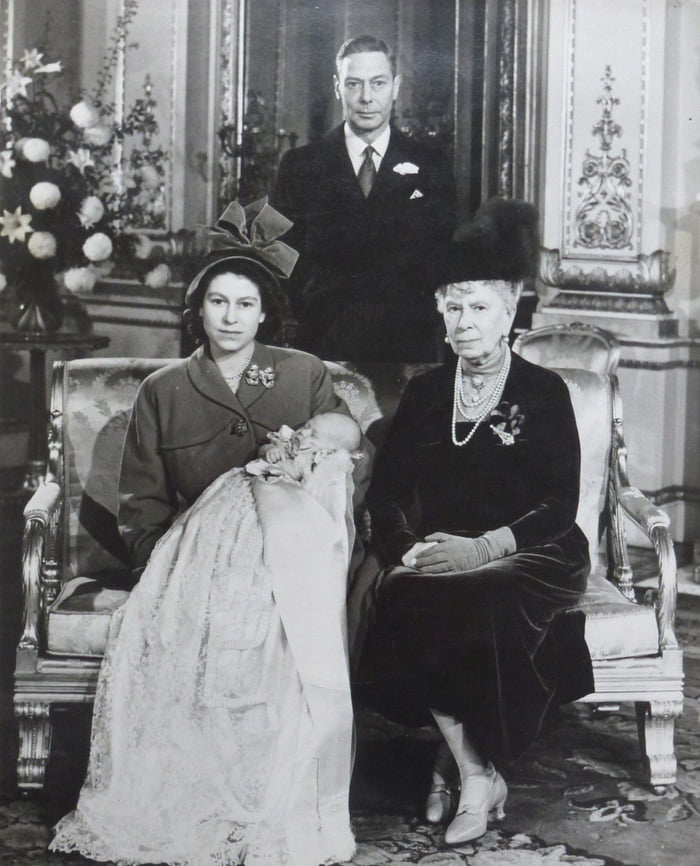 Four generations of the Royal Family: Queen Mary, her son, King George ...