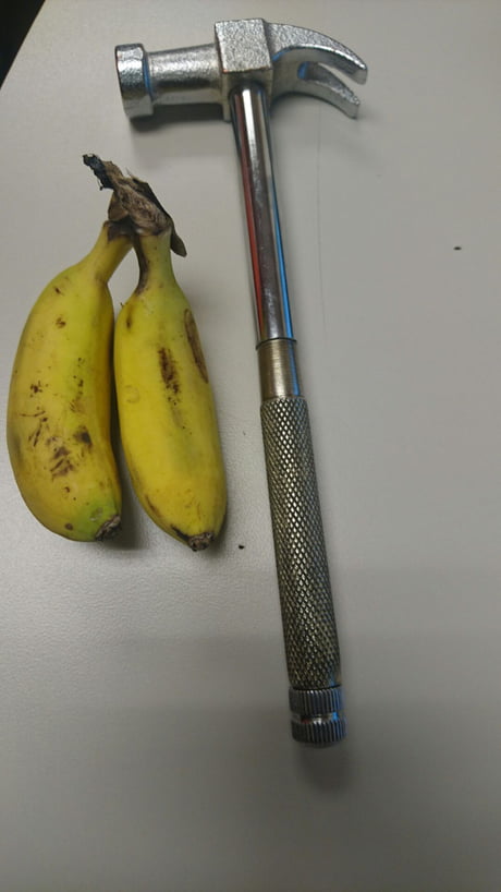Tiny hammer, with tiny banana for scale - 9GAG