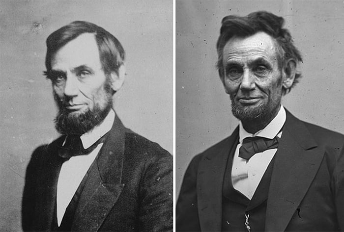 Photos of Lincoln before and after the Civil War. - 9GAG