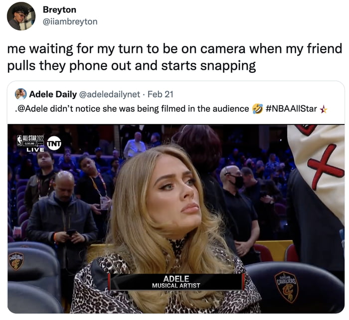 Adele's Appearance At The NBA All-Star Game Sparks Memes - 9GAG
