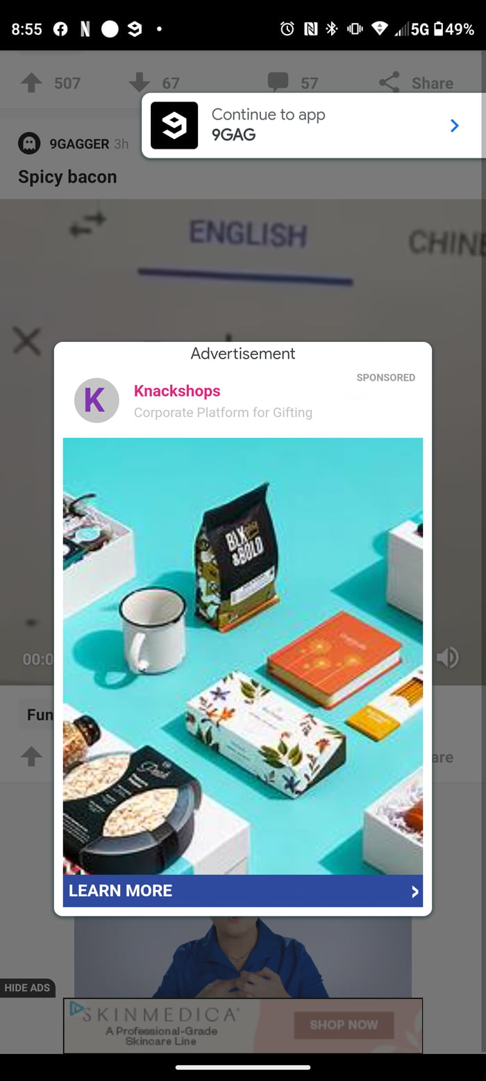 9 gag app ad. This pops up every time I