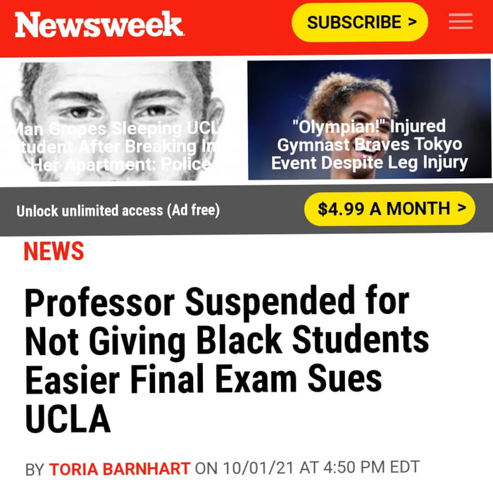 Professor suspended for not giving black kids an easier final