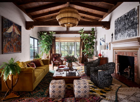 Renovated Spanish Style Hacienda, Southern California Style Living Rooms