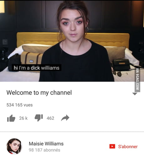 Maisie Williams (Arya Stark in GOT) on YouTube: this is what shows up when  you activate subs - 9GAG