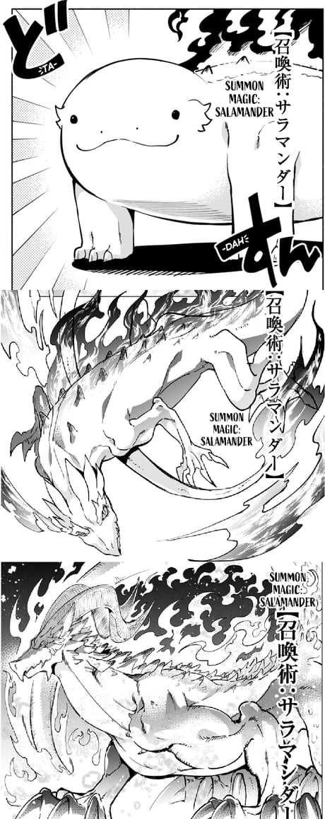 Salamander summoned by three different summoners (Kenja No Deshi Wo Nanoru  Kenja) - 9GAG