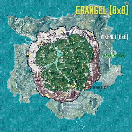 Map Size Comparison Vikendi Sanhok Erangel 9gag