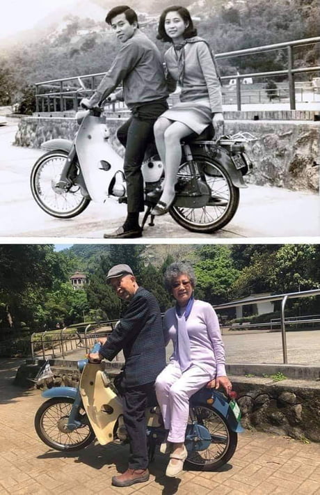 Same Couple Same Bike Same Place 1968 Vs 18 9gag