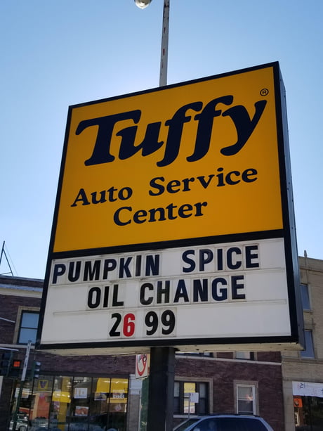 pumpkin spice oil change meme