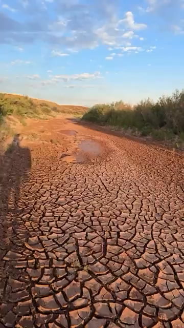 Water returning to the dry riverbed, a beautiful sight from horseback
