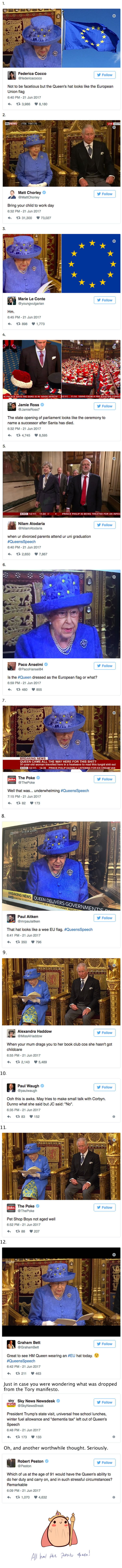 Queen ‘trolls Theresa May’ with hat that looks remarkably like European Union flag