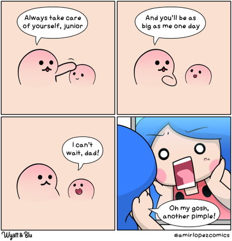 funny pimple cartoon