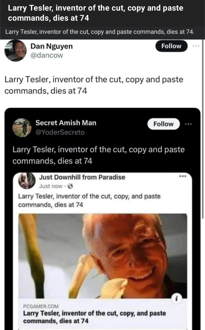 Larry tesler inventor of the cut copy and paste commands dies at 74