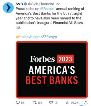 This tweet is barely 3 days old. In last few hours, this bank has gone bankrupt,stopped any withdrawal,branches and ATMs shut, wiped out $100B in shareholder capital. FDIC covers only upto $250,000 , anyone with deposits over that have lost everything beyond $250,000