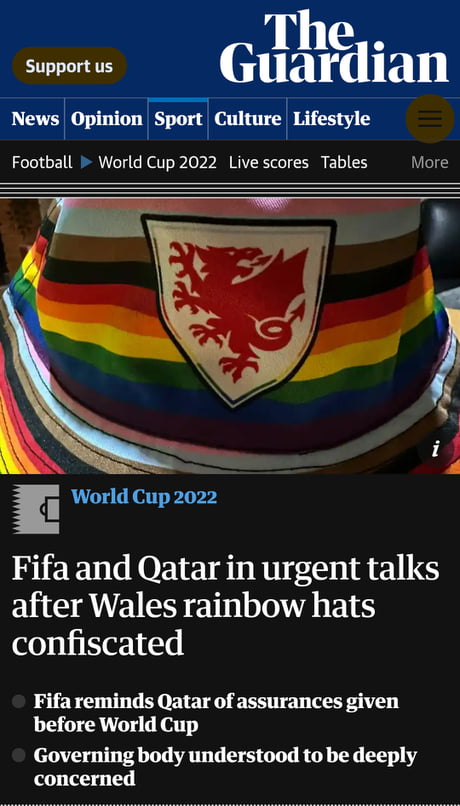 Fifa and Qatar in urgent talks after Wales rainbow hats confiscated, World  Cup 2022