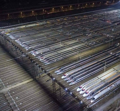 Train depot in China.