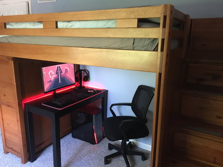 Loft Bed Shown 9gag, Bunk Bed Desk Setup