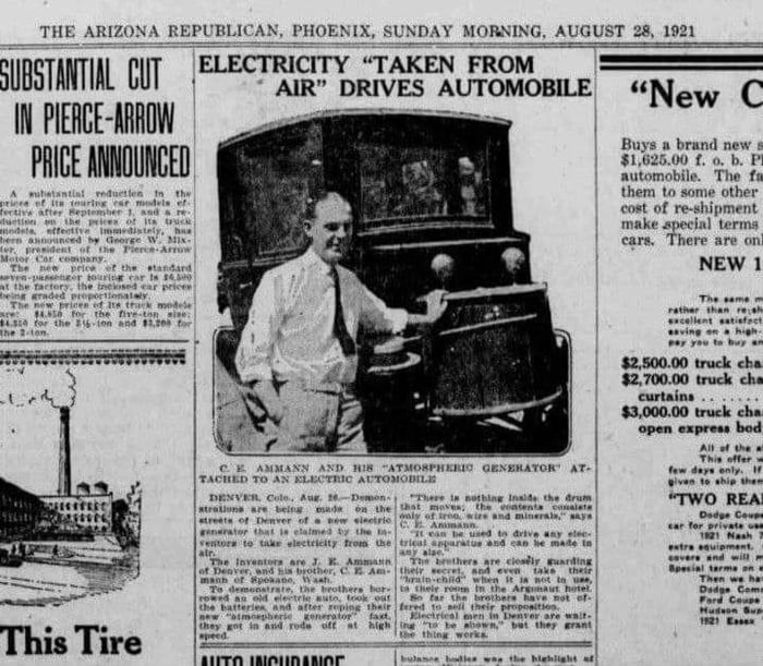 Nikola Tesla's PierceArrow electric car from 1921 running on pure