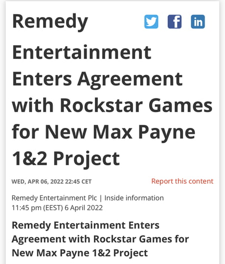 New Max Payne Remake by R* and Remedy lookin' nice! - 9GAG