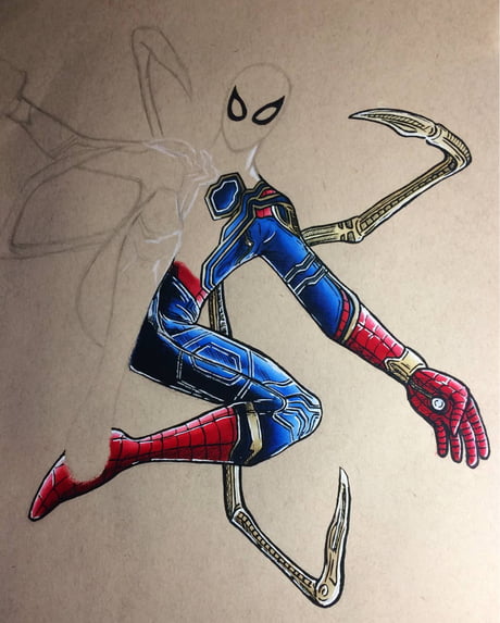 Spider-man Iron Spider Drawing - Etsy Australia