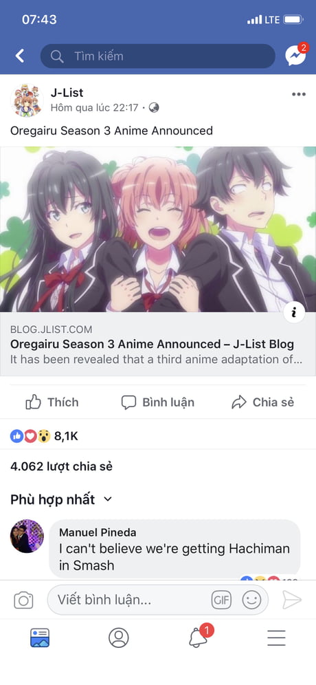 Oregairu Season 3 Announced! 
