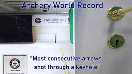 Lars Andersen, a master archer, is a Danish archer who would be the Messi of archery. He breaks a Guinness record by putting 7 arrows in a row through a keyhole Bear in mind that the keyhole measures something like 10 mm and Lars Andersen is some distance away.