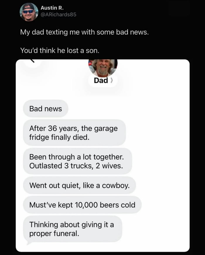 Dad's priorities are straight