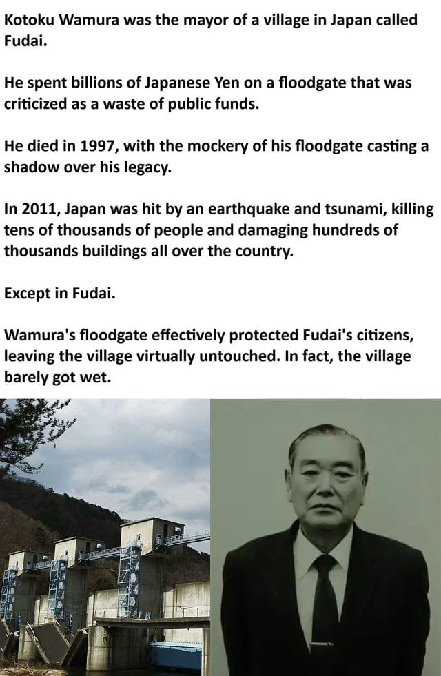 After the tsunami, residents visited his grave to pay respects.