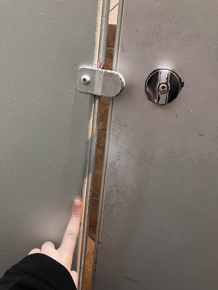 Big gaps on bathroom stall doors. Totally unnecessary and make everyone
