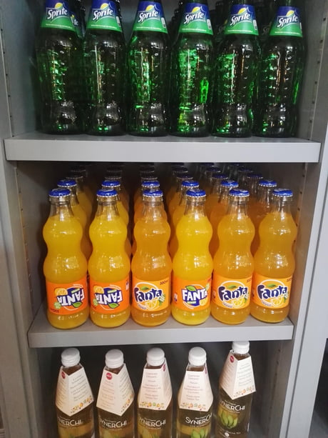 These fanta bottles labeled upside down - 9GAG