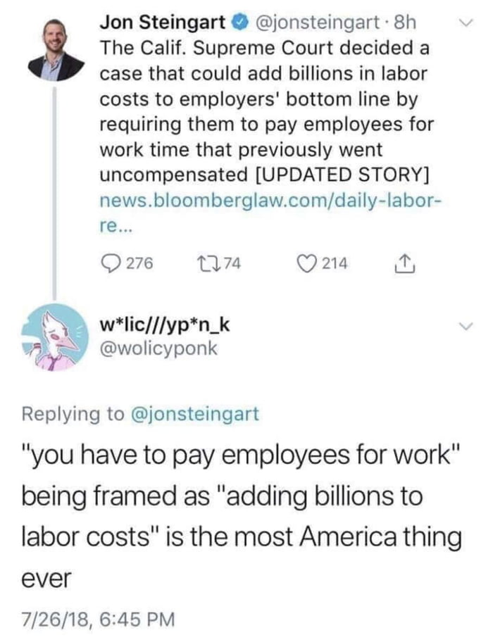 Getting paid for work is apparently socialism