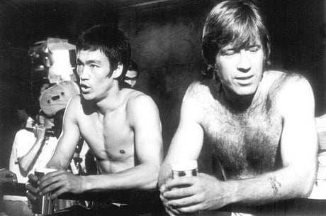 Bruce Lee and Chuck Norris in the 1970s. - 9GAG