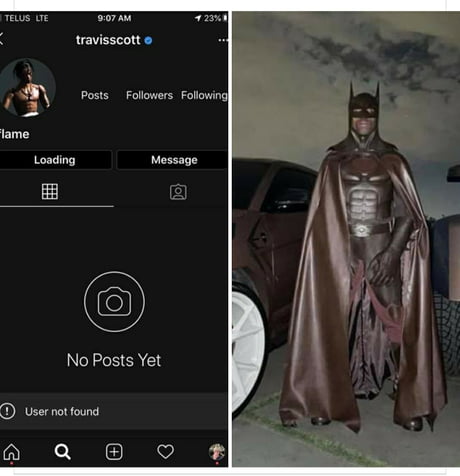 Travis Scott deleted his whole Instagram after fan made fun of his Batman  costume. - 9GAG