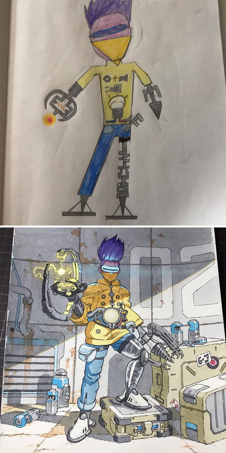 Dad Continues Turning His Sons Doodles Into Anime Characters 9gag